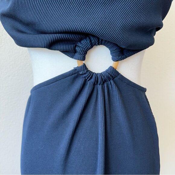 Anrabess Blue Halter Strappy Dress Circle Front Cutout SZ M - Picture 10 of 15